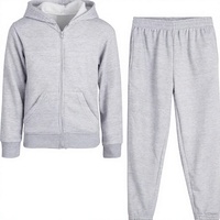 Ensemble de survêtement unisexe gris à capuche zippé et pantalon de jogging, couleur unie décontractée, manches courtes, écologique, respirant, hiver