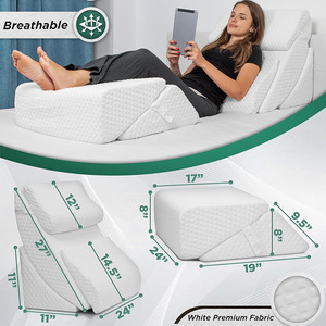 Du Babo Wedge <b>Pillow</b> Memory Foam 17x19x9.5 Inch Breathable <b>Reading</b> Bed Rest Support Cushion - Product Image 1