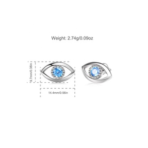 ต่างหูสตั๊ด S925เซอร์โคเนียทรงลูกบาศก์ isunni สีน้ำเงิน - Product Image 2