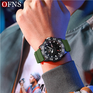 Montre à quartz pour homme Ofns 1308, date, double affichage, classique, simple, étanche, cadran noir, bracelet en silicone 2026 - Product Image 2