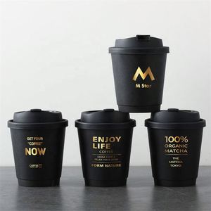 Vasos de Café Desechables de 8oz y 10oz con Logotipo Impreso Personalizado, Estampado en Caliente, con Tapa, Doble Capa de Papel - Product Image 1
