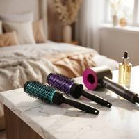 Brosse à cheveux ronde ionique en céramique avec corps thermique en aluminium, brosse de coiffure professionnelle pour salon