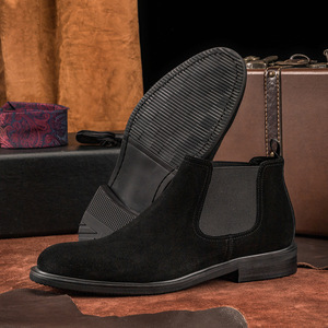 Stivali <span class=keywords><strong>Chelsea</strong></span> Invernali da Uomo Casual con Punta Chiusa, Fodera in Vera Pelle, Suola Antiscivolo, Tacco Medio, Ammortizzati, Resistenti alle Macchie, Tomaia in Pelle Scamosciata di Bufalo - Product Image 2