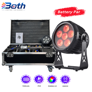 ไฟพาร์ LED RGBWA UV แบบแบตเตอรี่ 6x18W กันน้ำ IP65 ไร้สาย DMX สำหรับคลับ KTV งานอีเว้นท์ - Product Image 1