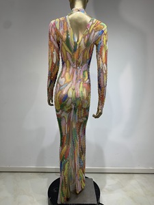 Elegante abito da sera di lusso <span class=keywords><strong>per</strong></span> signore personalizzabile in cristallo impreziosito Maxi abito di <span class=keywords><strong>laurea</strong></span> asimmetrico vita naturale formale - Product Image 4