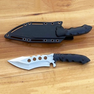 High Quality DIY Tracer Tactical <b>Pocket</b> Knife Stainless Steel Blade Drop Point Customizable OEM <b>Plastic</b> Scabbard Leather - Product Image 4