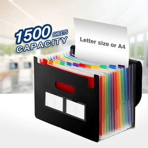 تصنيع المعدات الأصلية A4 توسيع بلاستيك أسود 13 جيب قابل للتوسيع حقيبة محفظة حجم نمط قانوني للاستخدام المدرسي - Product Image 1