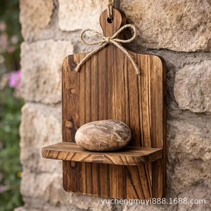 Wooden Wall Mounted <b>Shelf</b> With Vase Holder Rectangle Floating Storage Rack For Living Room <b>Desktop</b> Display - Product Image 2