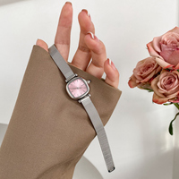 Jam tangan wanita bisnis klasik dengan tali baja tahan karat, pergelangan tangan kecil, jam tangan kuarsa wanita, jam tahan air tanggal