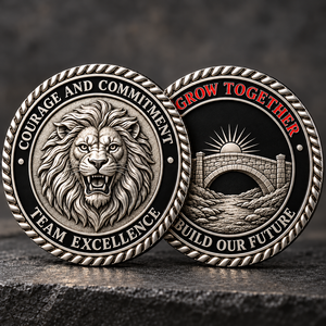 Pièces de monnaie personnalisées Lion et Pont avec motifs en relief pour la reconnaissance des équipes d'entreprise et les cadeaux pour employés OEM ODM - Product Image 1