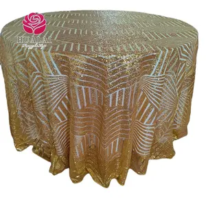 Rose gold quality custom luxury geometric glitz sequin design trade show table cloth overlay for wedding