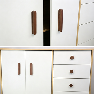 Solid Wood Cabinet <b>Pull</b> <b>Handles</b> Natural Oak Finish 128mm Hole Center T-Bar Design Kitchen Drawer Cupboard <b>Door</b> Furniture - Product Image 6