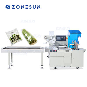 ZONESUN ZS-ZB600W automatique fruits légumes nourriture azote remplissage étanchéité coupe alternatif oreiller flux Machine d'emballage - Product Image 1