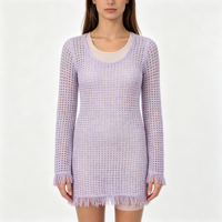 Robe pull en maille pointelle menthe mi-longue à manches longues pour femme, qualité supérieure, personnalisable OEM & ODM, vente en gros