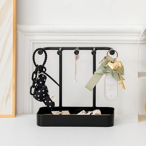 Fashion Jewelry Organizer Display Rack Stainless Steel Wooden Base American Hanging Holder Earrings Necklaces Bracelets Storage - Product Image 3