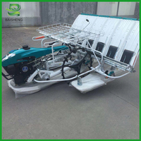 Repiqueuse de riz à 6 rangs, machine à planter le riz autopropulsée, repiqueuse de riz à démarrage électrique à montage frontal et à conducteur marchant à pied