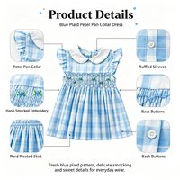 Robe de princesse à manches volantées en coton à carreaux pour filles de 2 à 6 ans, fabriquée sur mesure, printemps-été