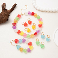 Mode arc-en-ciel coeur bonbons perles bijoux résine collier ras du cou déclaration Unique femmes été bijoux faveur