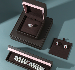 High-end Jewelry <b>Box</b> with Necklace and Earrings Set - Stylish Storage in Wooden Leather Material Packaging - Custom-made - Product Image 5