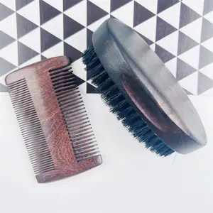 Le fournisseur chinois peigne à barbe en bois et brosse pour hommes brosse à cheveux en poils de sanglier brosse à barbe