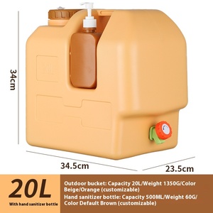 Seau de stockage d'eau rectangulaire pliable en plastique pour l'extérieur, <span class=keywords><strong>20L</strong></span>, <span class=keywords><strong>bidon</strong></span> de camping - Product Image 6