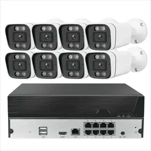 8pcs IP Home Outdoor Human Detection 24-7 Recording Home Kits TUYA APP Security System 4K CCTV Camera 8CH POE Security System