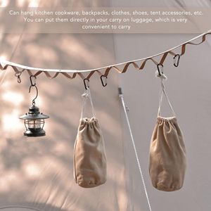 Corde à linge suspendue d'extérieur avec crochets en cuir, corde à linge rétractable et portable pour le camping et les voyages, longueur 1M - Product Image 3