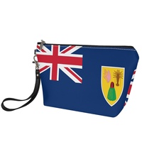 Pochette de maquillage en similicuir PU avec drapeau national des îles Turcs et Caïcos, idéale pour les voyages et le rangement de produits de beauté dans la salle de bain