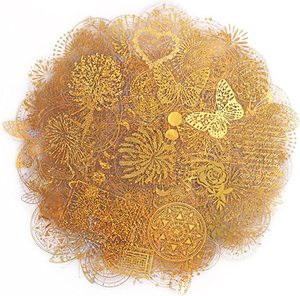 Autocollant holographique doré, paillettes transparentes, <span class=keywords><strong>d</strong></span>écoratif, ensemble <span class=keywords><strong>d</strong></span>'autocollants holographiques pour l'artisanat de scrapbooking - Product Image 1