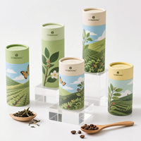 Emballage écologique de luxe, tube rond en papier, récipient alimentaire hermétique, carton blanc, cylindre pour café et matcha