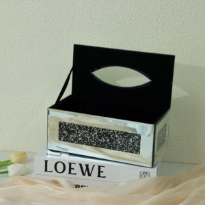 Boîte de mouchoirs en papier or de luxe conteneur décoratif pour la maison supports de voiture couverture en métal papier verre acrylique cristal - Product Image 3