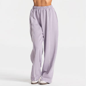OEM Custom Oversized Fit Wide Leg Jogger Cotton Fleece Women's Sweatpants Women's <b>Pants</b> & Trousers - Product Image 6