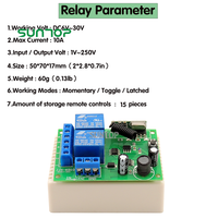 Interrupteur à distance sans fil RF 433 MHz 2 canaux, récepteur de relais CC 24 V, module émetteur 433 MHz, porte-clés