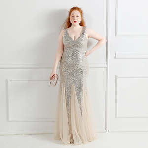 green emerald velvet dress Plus Size Formal Gold Sequin V Neck Long Sleeve Bodycon Midi Party Dresses main image 0