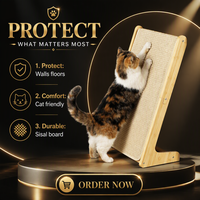 Rampe à gratter pour chat en bambou en forme de L, planche à gratter en sisal, meuble pliable pour chat d'intérieur