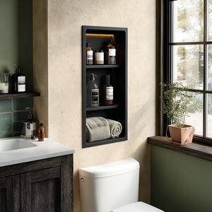 Noir étanche cuisine toilette caché salle de bain mur <span class=keywords><strong>Niche</strong></span> <span class=keywords><strong>douche</strong></span> métal salle de bain intégré en acier inoxydable <span class=keywords><strong>Niche</strong></span> - Product Image 2