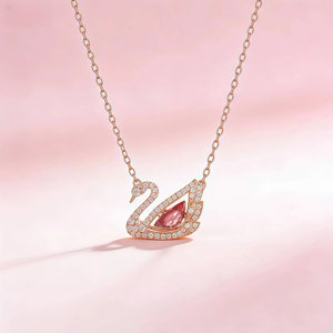 Elegante Collana <span class=keywords><strong>da</strong></span> Donna in Rame con Pendente a Cigno in Zirconia Cristallo, Gioielli Placcati Oro, Regalo per Matrimoni e Feste - Product Image 5