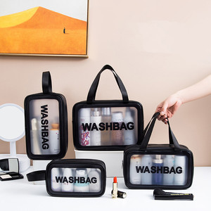Sac de toilette transparent en PVC imperméable personnalisé Amiqi, pour le voyage, le rangement des cosmétiques et du maquillage, avec fermeture éclair - Product Image 1
