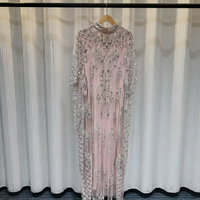 Robe de luxe élégante de style nouveau avec broderies lourdes, perles, paillettes, maille, longue robe pour l'exportation européenne et américaine