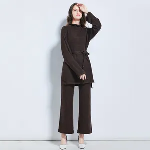 Áo Len Nữ Phong Cách Mới 2020 Bộ Áo Len Cashmere Có Thắt Lưng