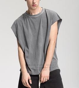 Moda canottiera uomo, 2020 100 cotone Hip Hop maschile ampia tinta unita camicia senza maniche t-Shirt canotta - Product Image 2