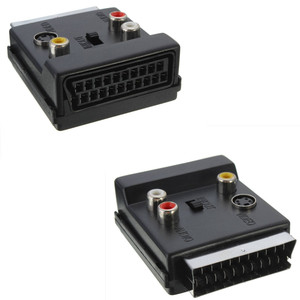 <span class=keywords><strong>Adaptateur</strong></span> SCART Europlug mâle vers femelle 21 broches avec commutateur pour connecteur <span class=keywords><strong>AV</strong></span>/RCA, modèle YR-SC-9 - Product Image 1
