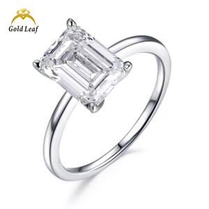 Anillo de Compromiso y Matrimonio de Lujo para Mujer, Personalizado, de Oro Platino de 14K, con Diamante de Laboratorio de Corte Esmeralda de 2CT, VVS D, con Certificado IGI/GIA - Product Image 1