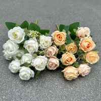 Bouquet de 10 petites roses artificielles en soie de style européen, fausses fleurs INS Xiangfei, décoration d'intérieur, vente en gros