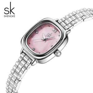 Orologi con quadrante di perle <span class=keywords><strong>rosa</strong></span> SK orologi da polso di lusso elegante regalo femminile da <span class=keywords><strong>donna</strong></span> cassa quadrata minimalismo da <span class=keywords><strong>donna</strong></span> orologi al quarzo - Product Image 1