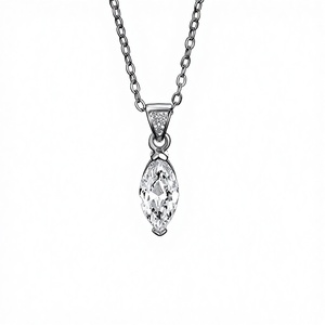 Collier pendentif en argent sterling S925 plaqué platine avec moissanite taille marquise sertie griffe, vente en gros d'usine, pour mariage féminin - Product Image 3