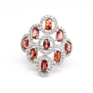 Anillo de plata con diseño geométrico de piedra roja, joyería con ojos - Product Image 1