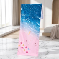 Serviette de plage personnalisée en microfibre imprimée, écologique, séchage rapide, motif dégradé océan, super absorbante, vente en gros