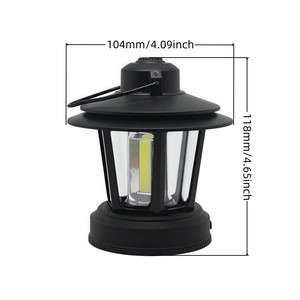 Lanterne de camping vintage à <span class=keywords><strong>LED</strong></span> à piles |   Bande lumineuse COB suspendue de style rétro pour tente |   <span class=keywords><strong>Lampe</strong></span> d'urgence extérieure noire, indice de protection IP44 - Product Image 3