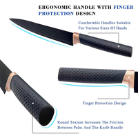 Ensemble de 6 couteaux de cuisine en acier inoxydable 3Cr13 avec revêtement antiadhésif, couteau de chef, couteau à découper et couteau utilitaire pour la cuisine à domicile